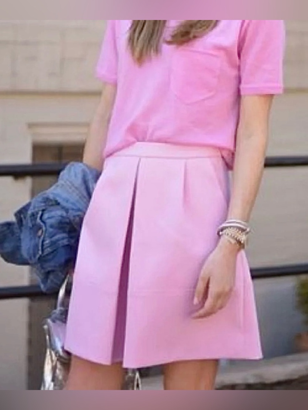 J. Crew Pink Circle Skirt with Front Pleats